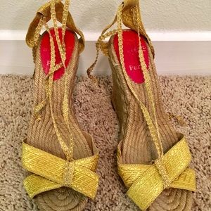 Christian Louboutin gold espadrilles, size 38